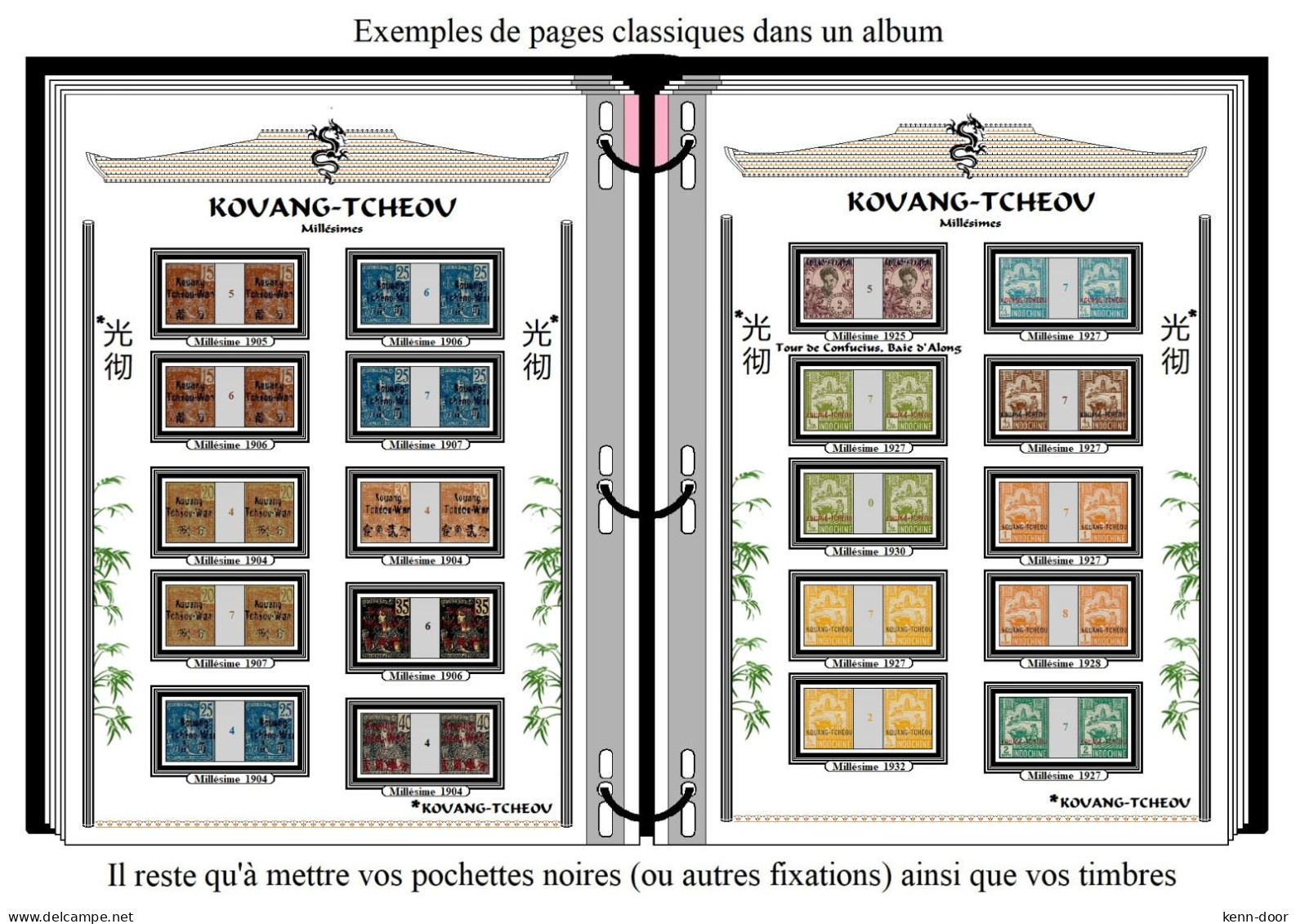 Album de timbres à imprimer MILLESIMES du KOUAN-TCHEOU Chine