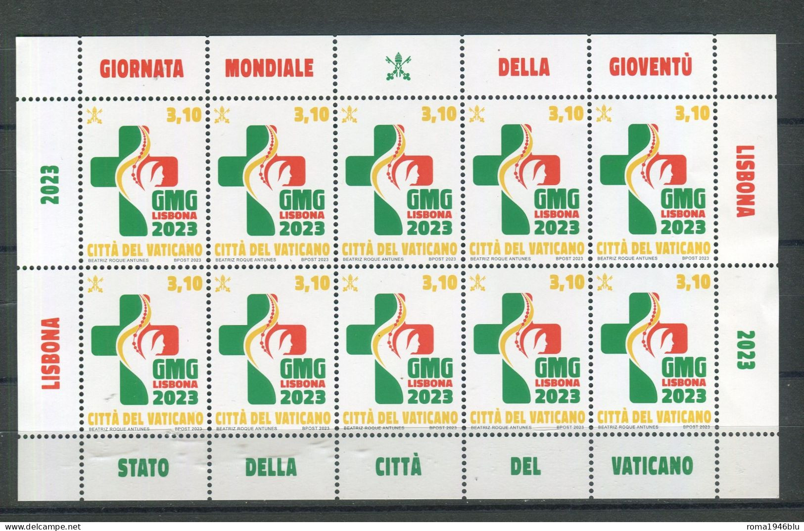 VATICANO 2023 LISBONA GIORNATA MONDIALE GIOVENTU' MINIFOGLIO ** MNH - Nuevos