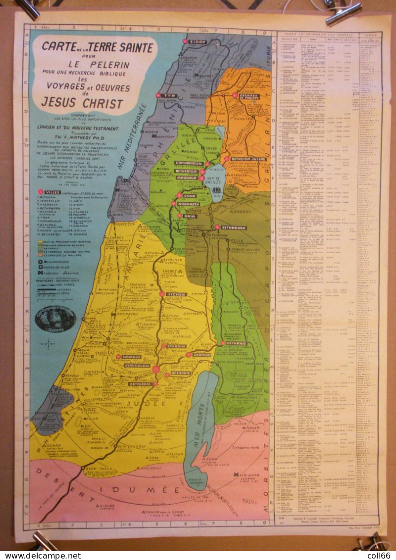 Jérusalem Carte La Terre Sainte Pour Le Pélerin En L"An 1942 Voyages De Jésus Chris Imp Carpenter Workshops Nazareth - Religion & Esotérisme