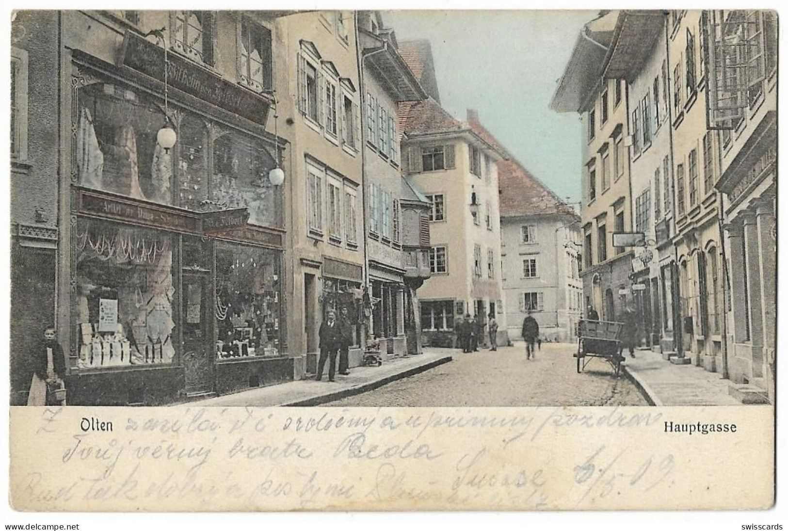 OLTEN: Hauptgasse Animiert, Schneiderei Felbert, Coloriert 1909 - Olten