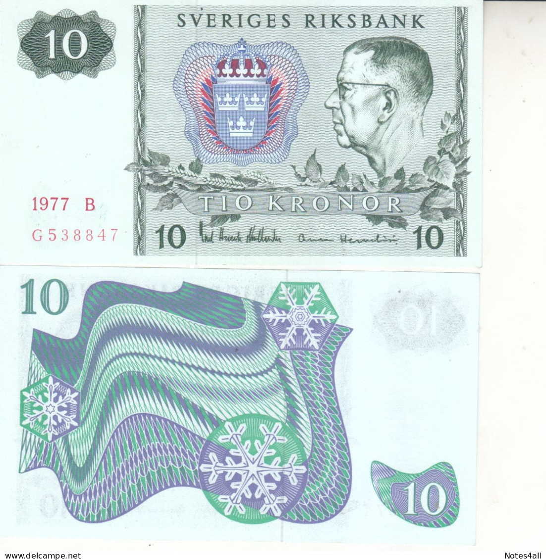 SWEDEN 10 KRONR 1977 P-52 UNC - Svezia