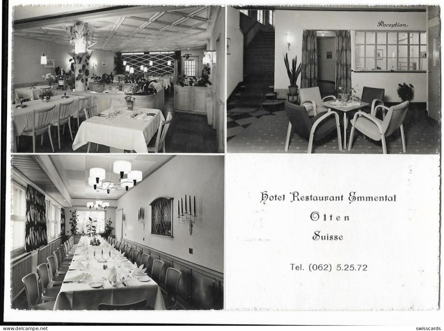 OLTEN: Hotel Restaurant Emmental, 3-Bild-Werbe-AK ~1960 - Olten