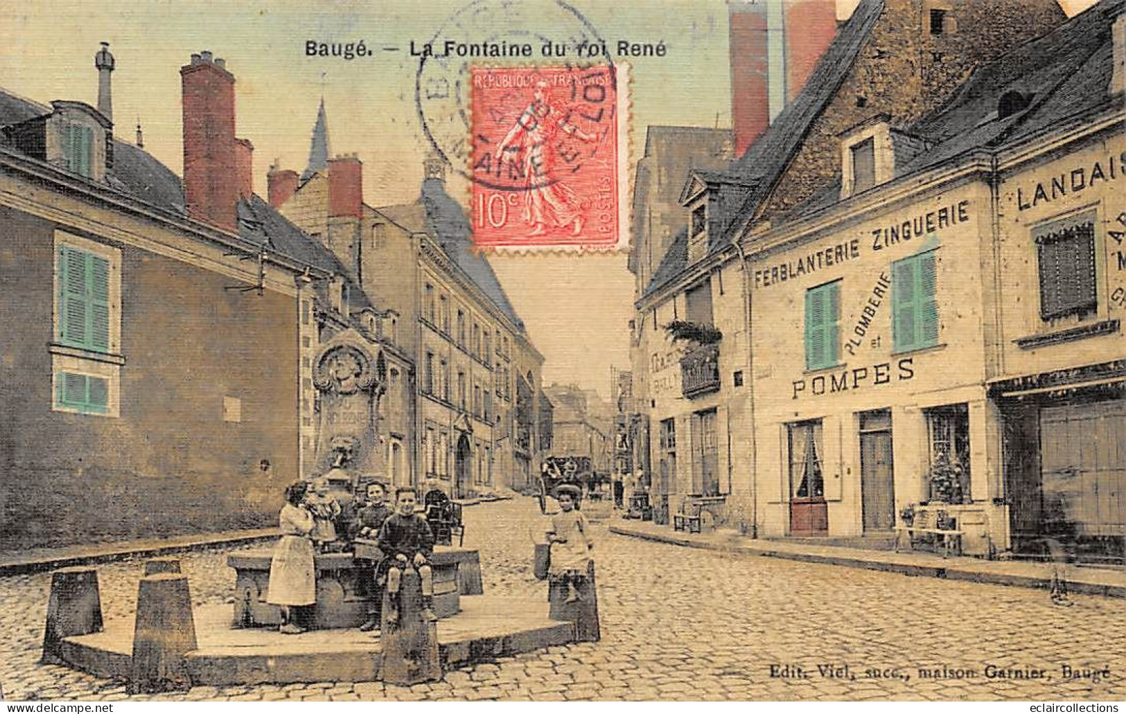 Baugé         49        La Fontaine Du Roi René  . Carte Toilée..   (voir Scan) - Sonstige & Ohne Zuordnung