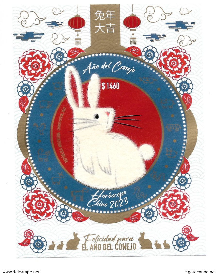 ARGENTINA 2023 Chinesse Calendar Chinese Horoscope Year Of The Rabbit Souvenir Sheet - Neufs