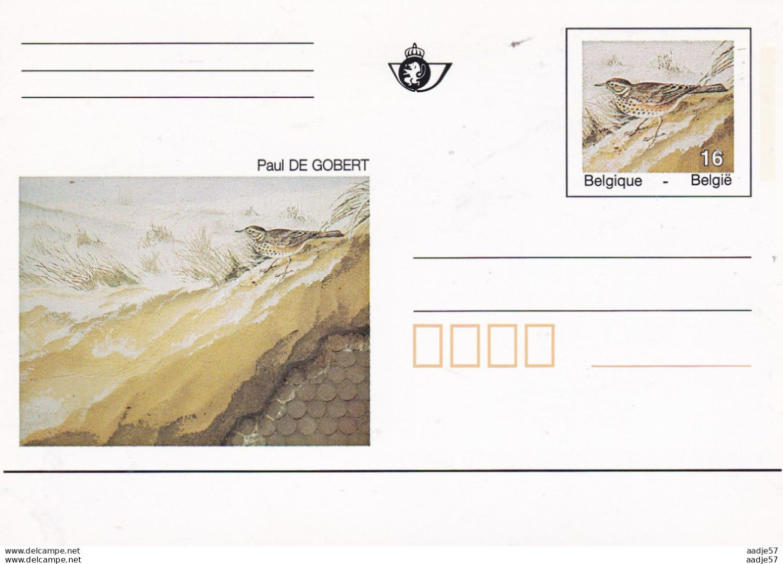 Belgie Belgique Belgium 1996 Kunst Arts Metro Bruxelles Peinture Paul De Gobert Bird COB 50 - Postcards 1951-..