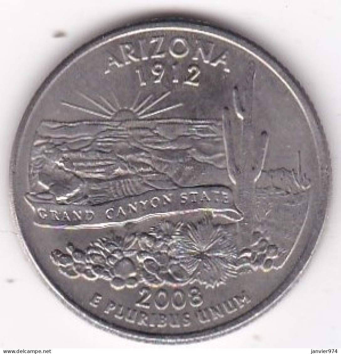 Arizona Quarter Dollar 2008 D, Georges Washington, Cupronickel KM# 346 - 1999-2009: State Quarters