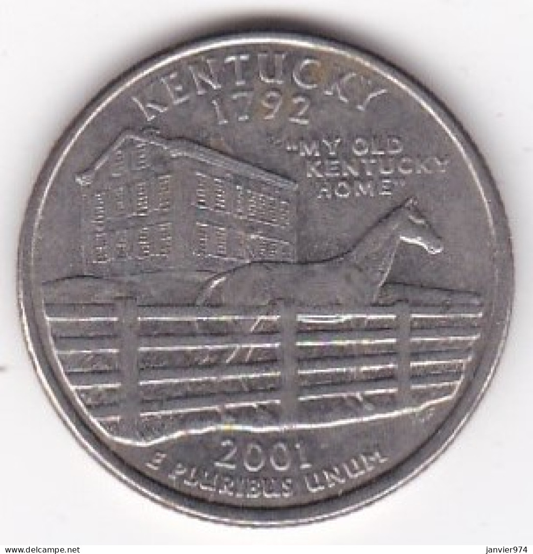 Kentucky Quarter Dollar 2001 D, Georges Washington, Cupronickel KM# 322 - 1999-2009: State Quarters