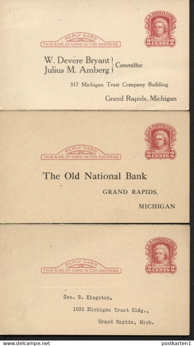 UY8r 3 Reply Cards Preprinted Grand Rapids MI 1920-21 Cat.$25.50 - 1901-20