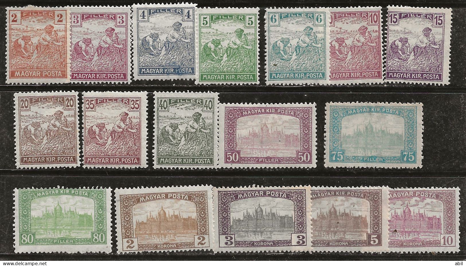 Hongrie 1916-1917 N° Y&T : 17 Valeurs Série 164 à 182 * - Ungebraucht