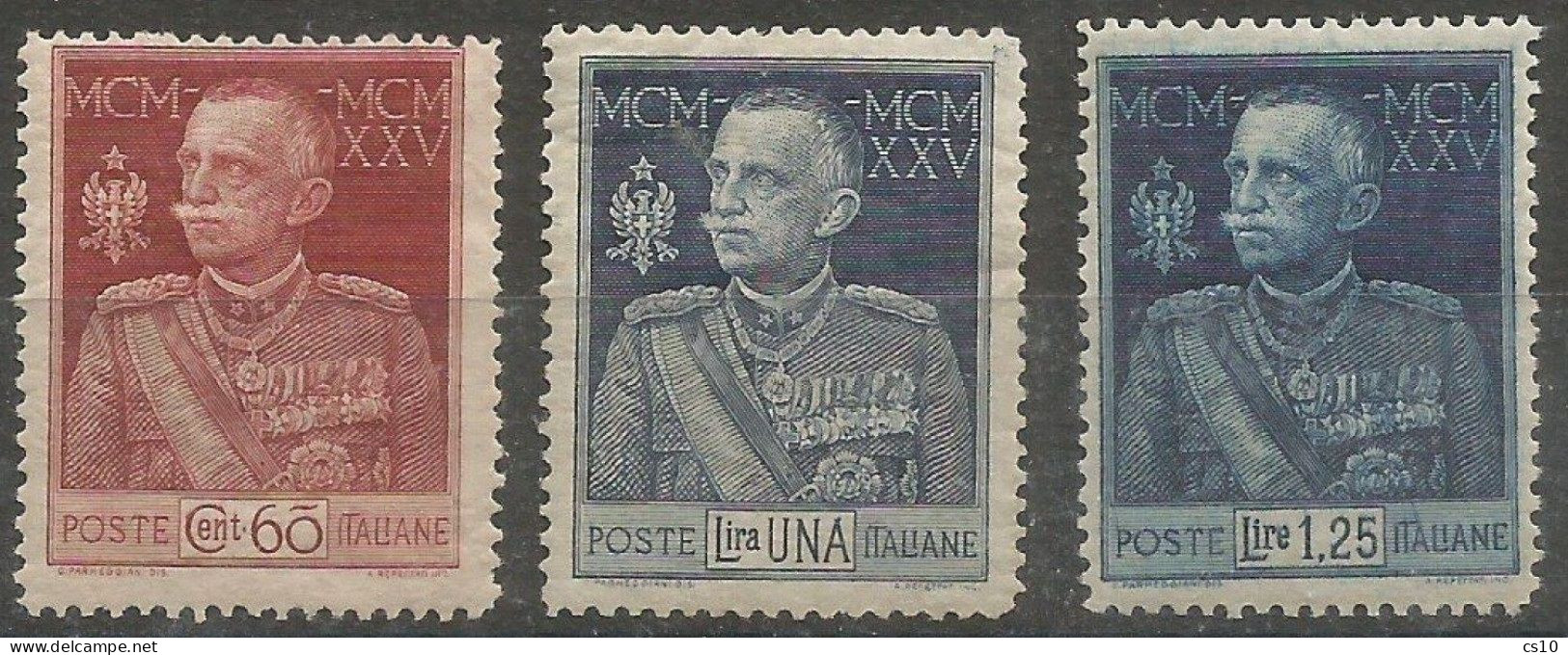 Italia Italy Kingdom 1925/26 Silver Jubilee P.13 1/2 MNH** Cpl 3v Set - HVs Well Centered Giubileo - Collections