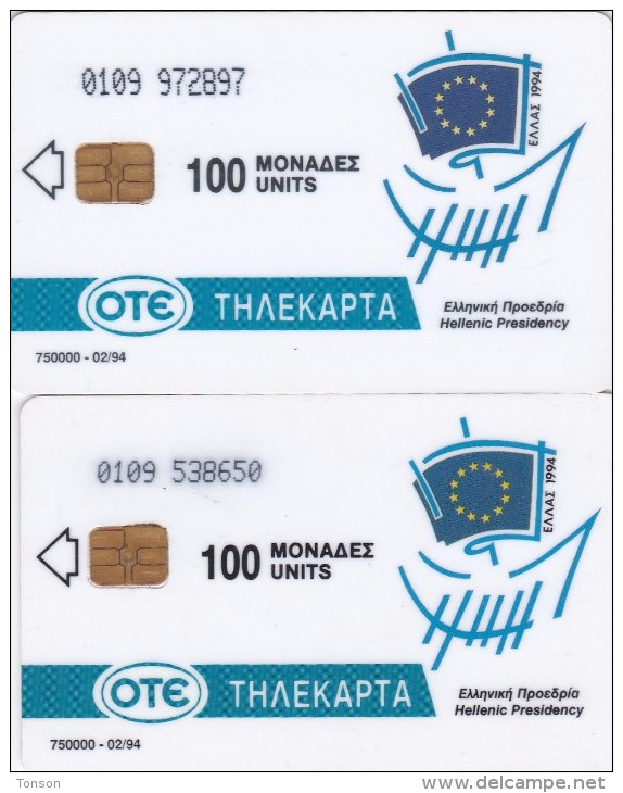 Greece, X0023, 02/94, Ø1Ø9, Abduction Of Europe, 2 Scans.   2 Different Sizes CN - Griechenland