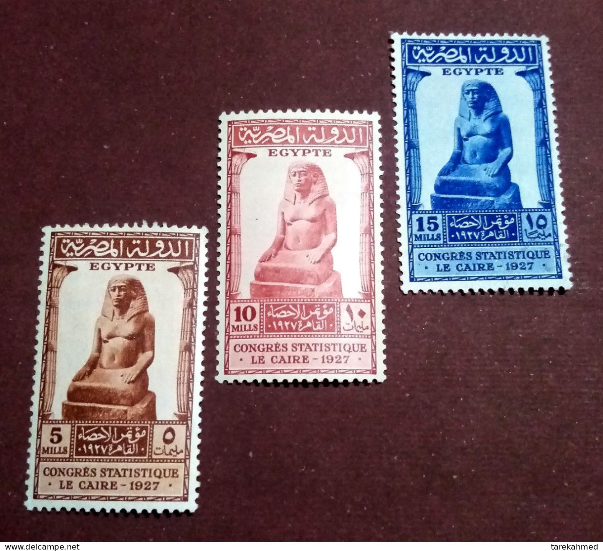 Egypt Kingdom 1927, Statistics Int. Congress, Complete Set, SG 173-175, MNH - Nuovi