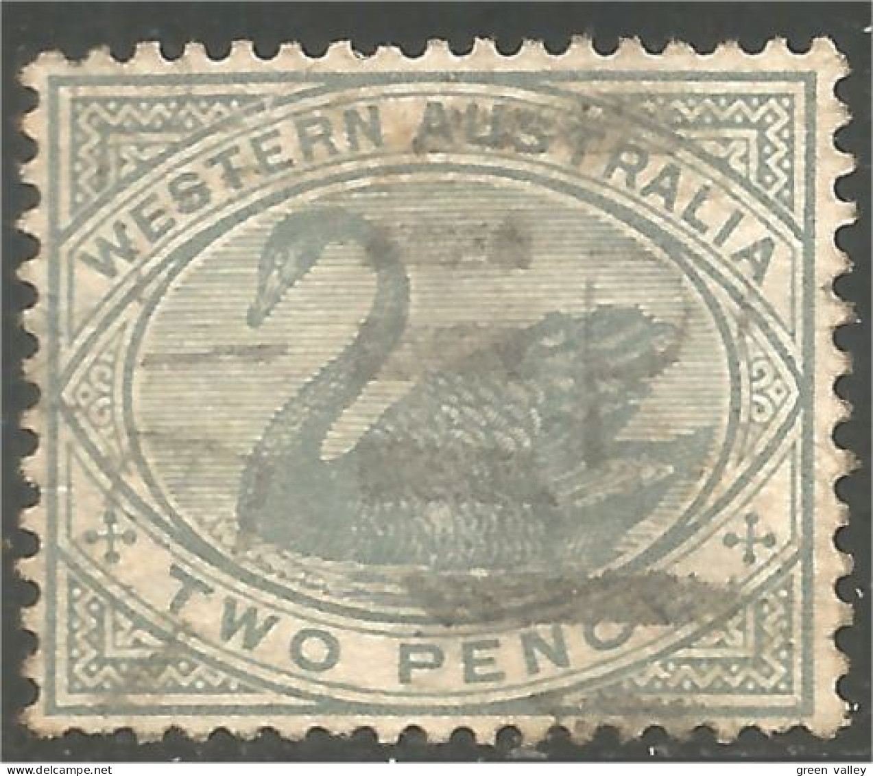 944 Western Australia Swan Two Pence Perf 14 (WEA-3) - Gebraucht