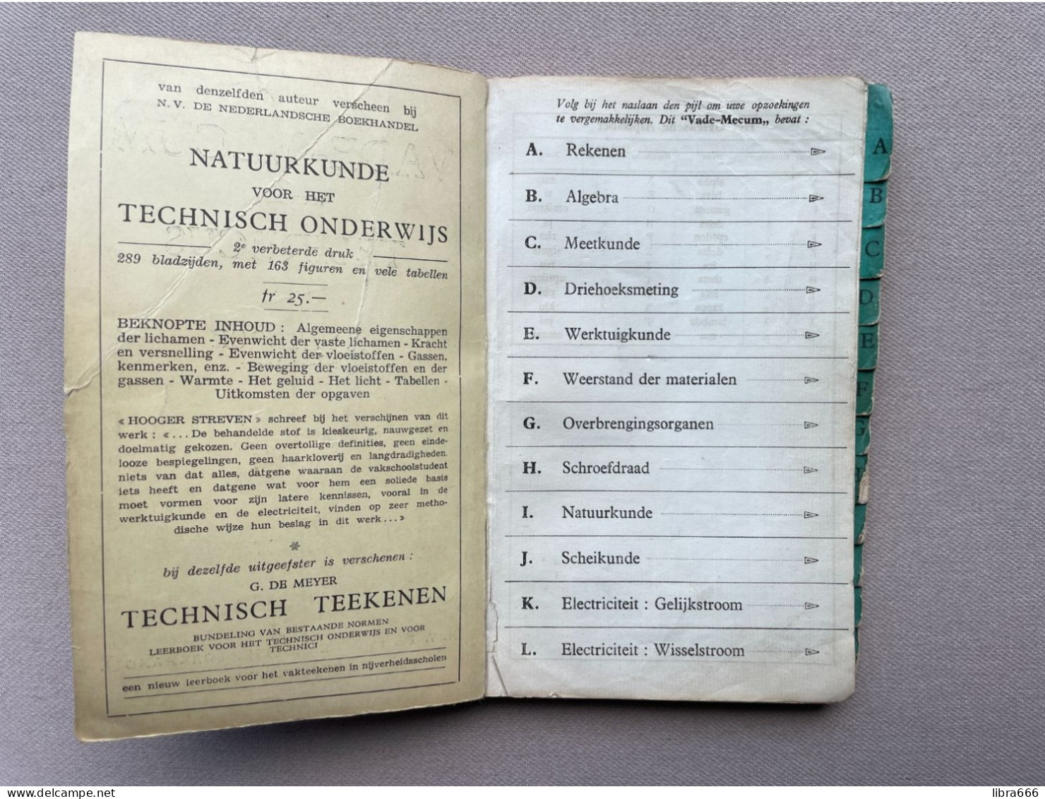 VADE-MECUM Voor Den TECHNICUS - A.F. TROCH 1942 - N.V. De Nederlandsche Boekhandel Antwerpen - 180 Pp. - 19,5 X 13 Cm. - Praktisch