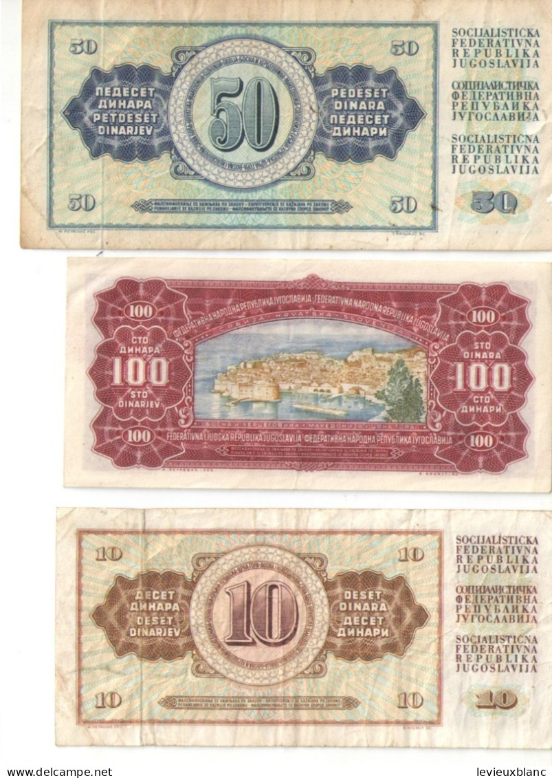 3 Billets  Anciens/YOUGOSLAVIE/10-50 -100 Dinars/Socijalistica Federativna Republika Jugoslavija /1955 Et 1978   BILL277 - Yugoslavia