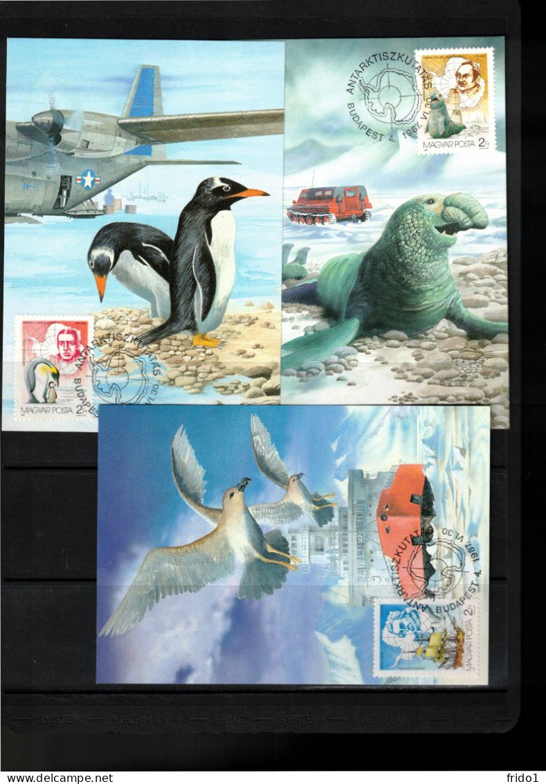 Hungary 1987 Antarctica - Famous Explorers 7x Maximum Card - Polarforscher & Promis