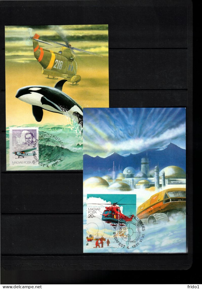 Hungary 1987 Antarctica - Famous Explorers 7x Maximum Card - Polarforscher & Promis