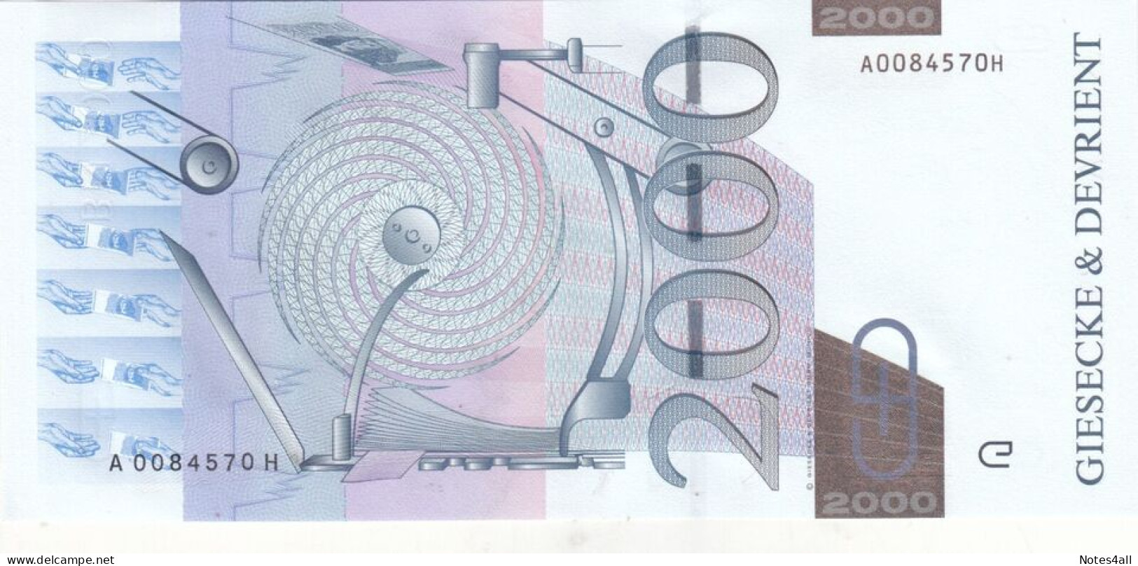 GIESECKE DEVRIENT TEST NOTE .. 2000 DM Specimen UNC - Sonstige – Europa