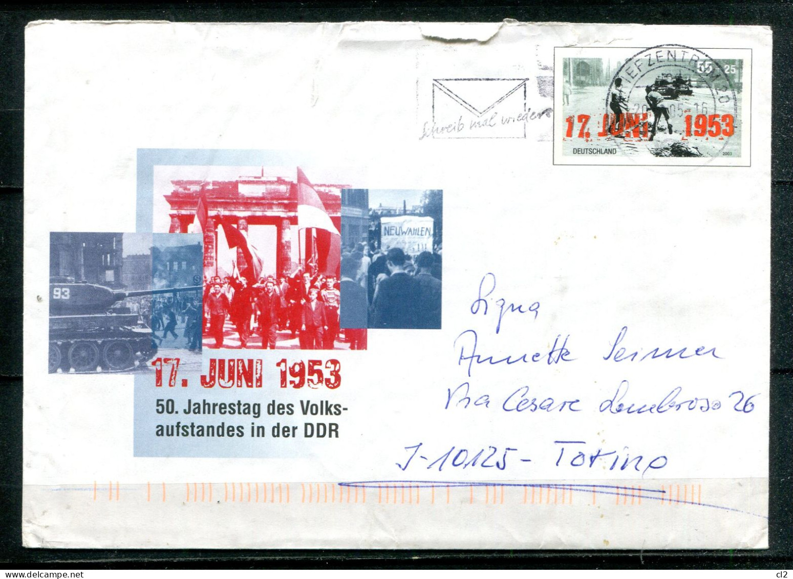 REPUBLIQUE FEDERALE ALLEMANDE - Ganzsache (Entier Postal) - Mi USo 59 (50. Jahrestag Des Volksaufstandes In Der DDR) - Umschläge - Gebraucht