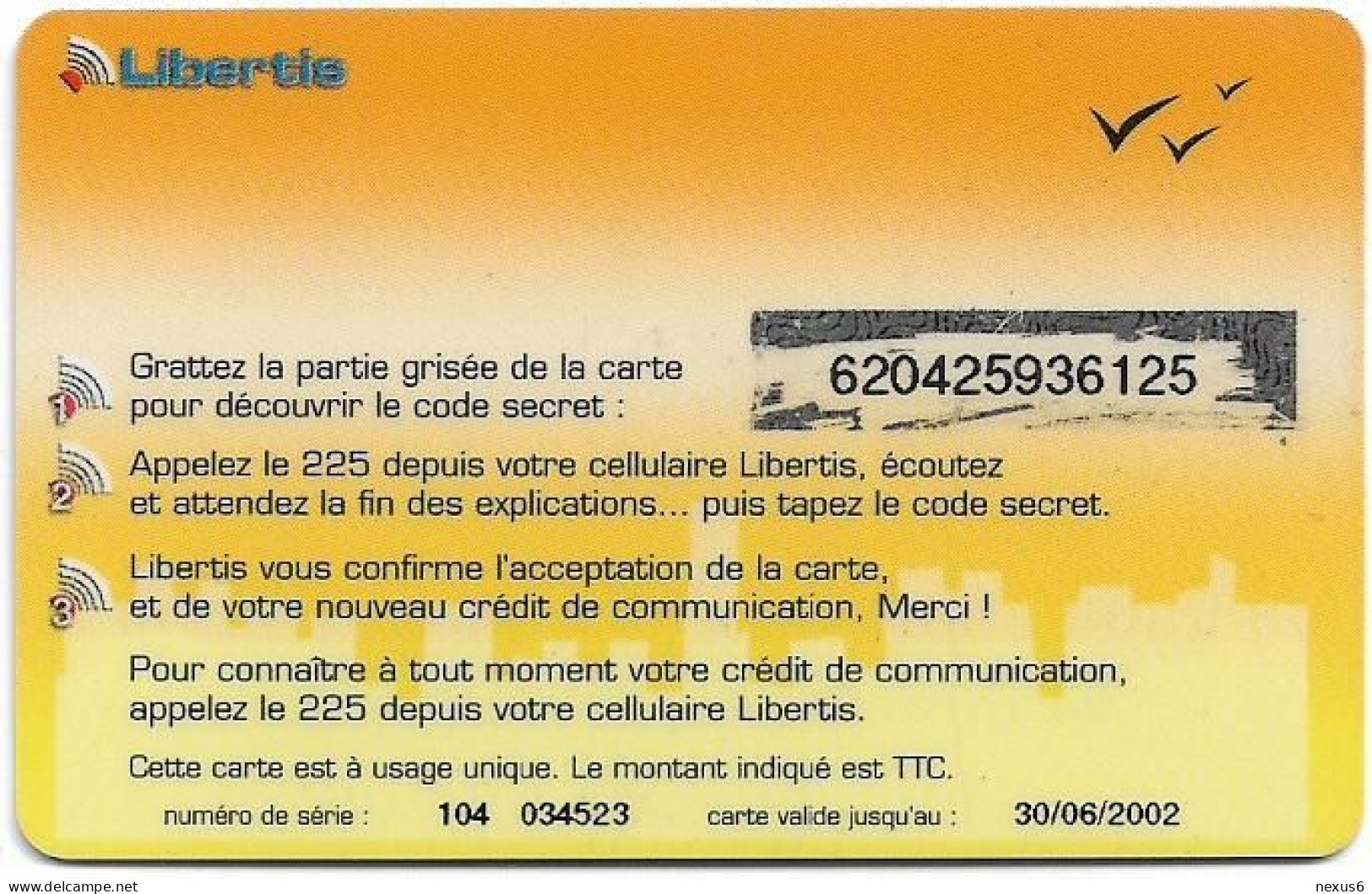 Gabon - Libertis - Votre Opérateur National, Exp.30.06.2002, GSM Refill 2.000FCFA, Used - Gabon