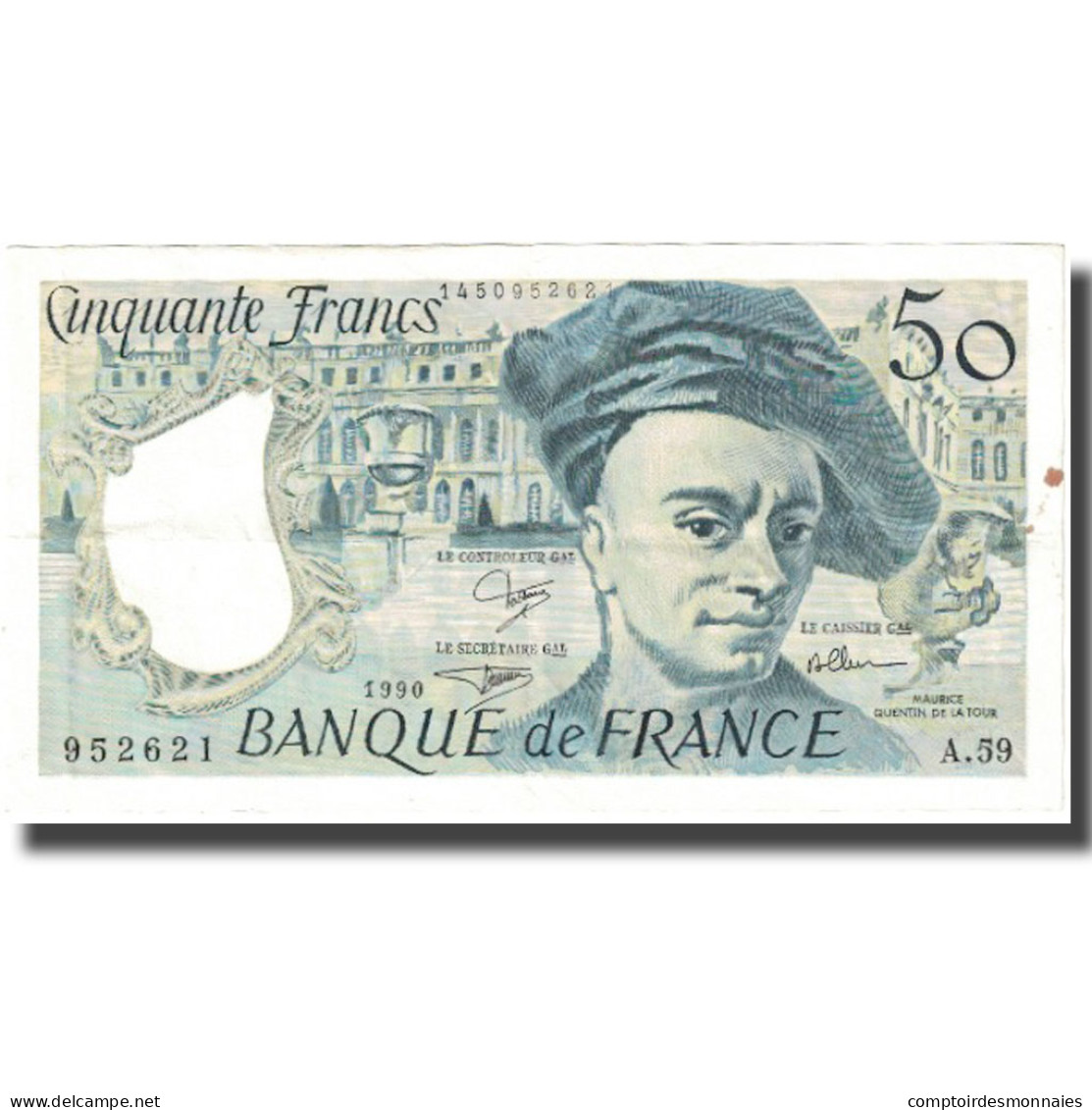 France, 50 Francs, Quentin De La Tour, 1990, TTB, Fayette:67.16, KM:152e - 50 F 1976-1992 ''quentin De La Tour''