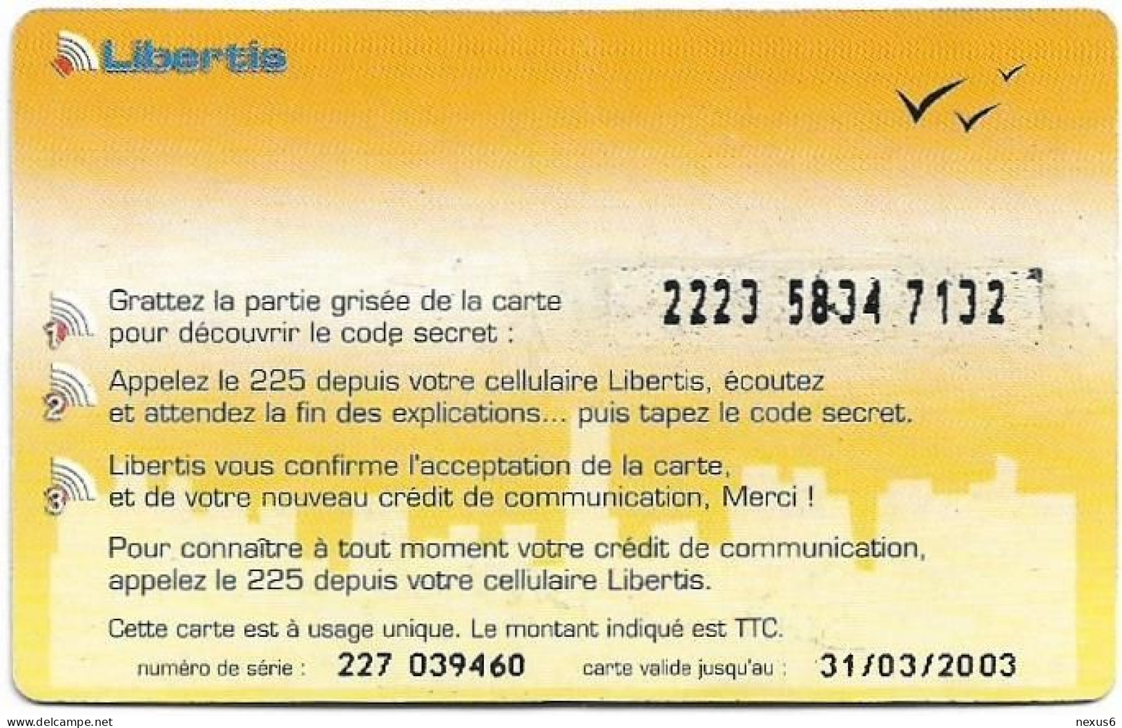 Gabon - Libertis - Votre Opérateur National, Exp.31.03.2003, GSM Refill 2.000FCFA, Used - Gabon