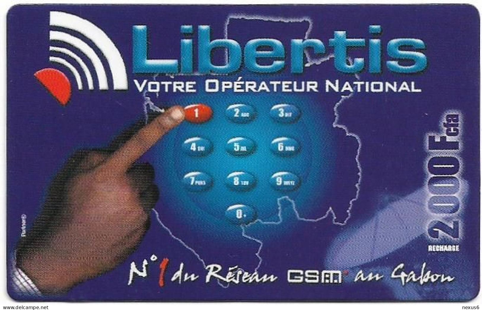 Gabon - Libertis - Votre Opérateur National, Exp.31.05.2003, GSM Refill 2.000FCFA, Used - Gabon