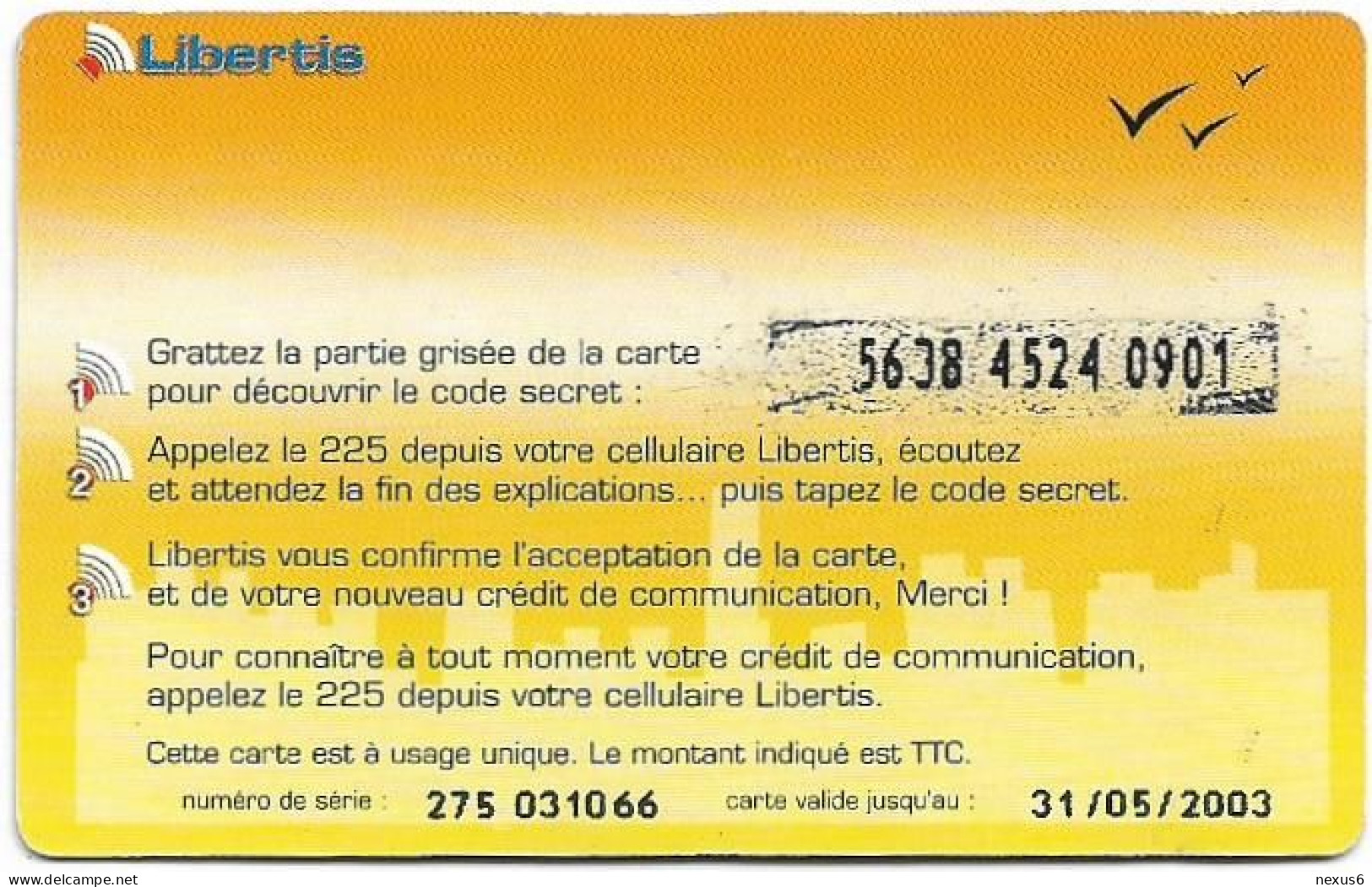 Gabon - Libertis - Votre Opérateur National, Exp.31.05.2003, GSM Refill 2.000FCFA, Used - Gabon