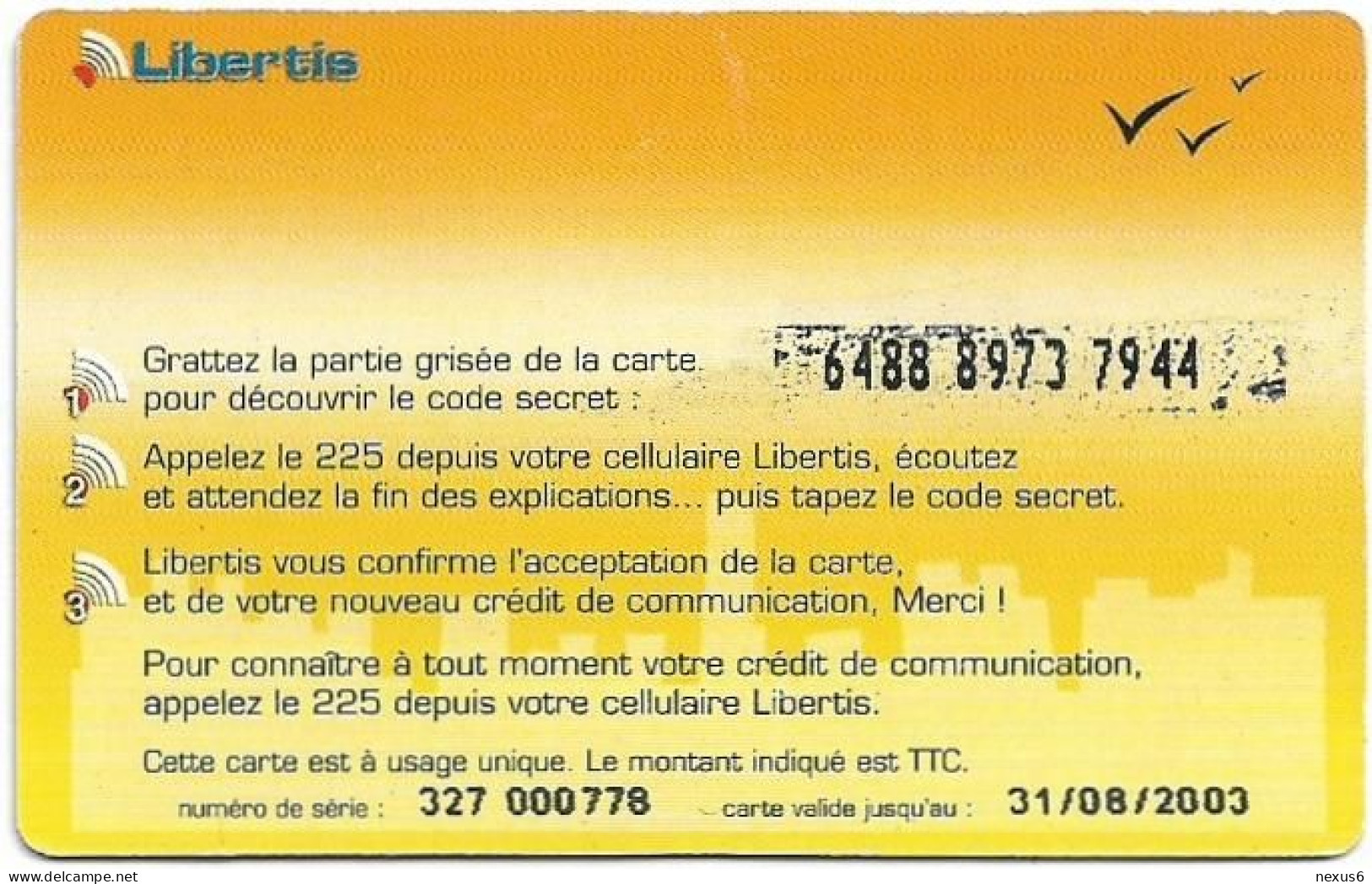 Gabon - Libertis - Votre Opérateur National, Exp.31.08.2003, GSM Refill 2.000FCFA, Used - Gabon