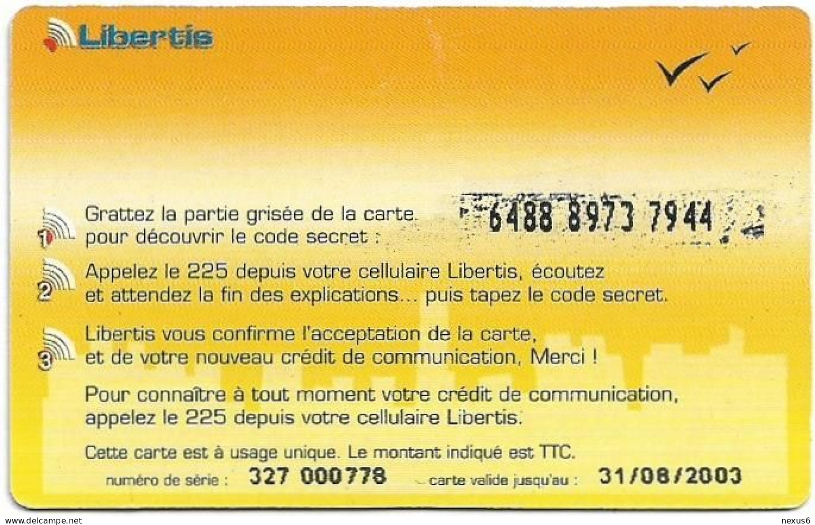 Gabon - Libertis - Votre Opérateur National, Exp.31.08.2003, GSM Refill 2.000FCFA, Used - Gabun
