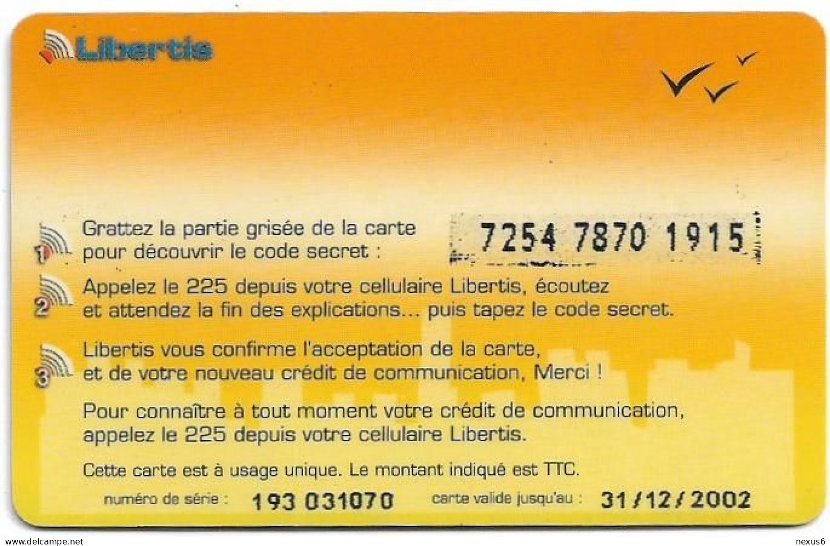 Gabon - Libertis - Votre Opérateur National, Exp.31.12.2002, GSM Refill 2.000FCFA, Used - Gabun