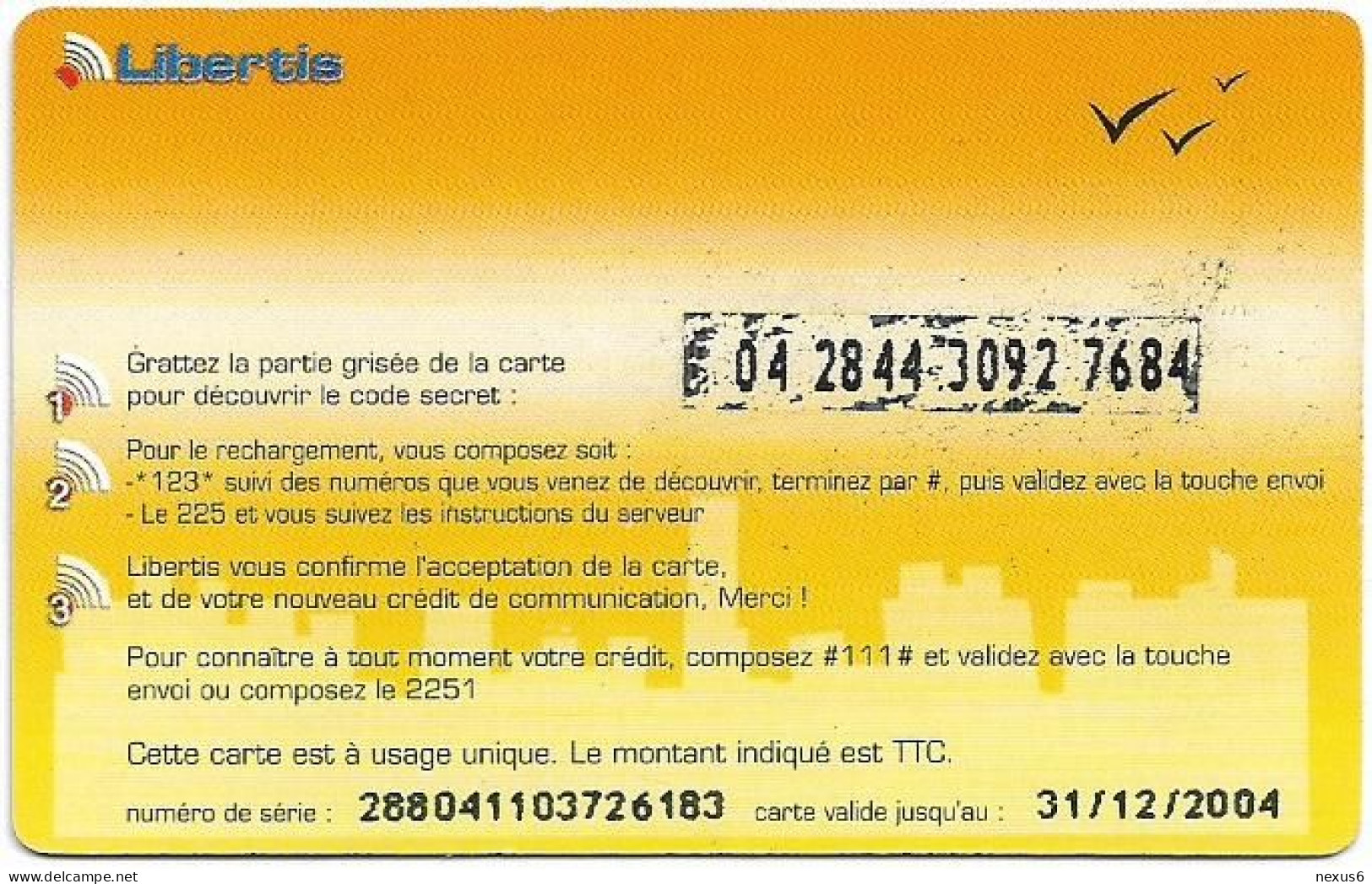 Gabon - Libertis - Votre Opérateur National, Exp.31.12.2004, GSM Refill 2.000FCFA, Used - Gabun