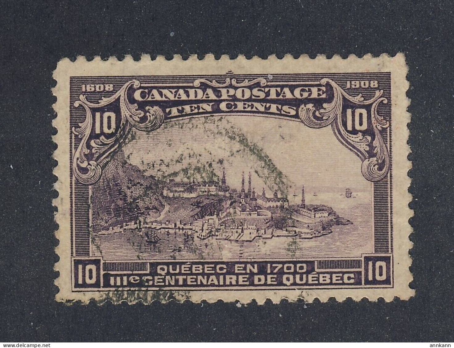 Canada 1908 Quebec Used Stamp; #101-10c Used HR VF Guide Value = $200.00 - Oblitérés