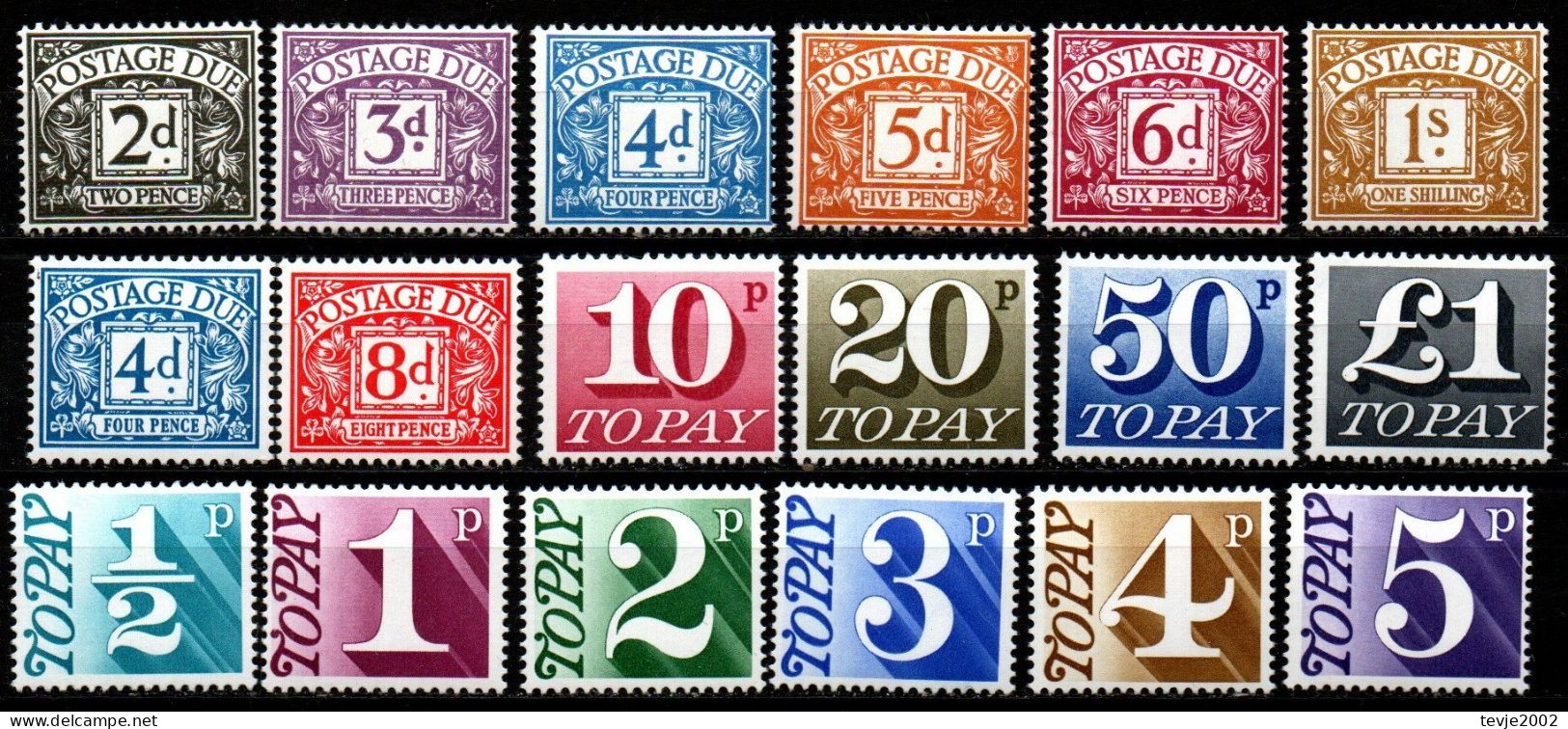 Großbritannien 1963 - 1971 Portomarken - Mi.Nr. 68 - 85 - Postfrisch MNH - Postage Due