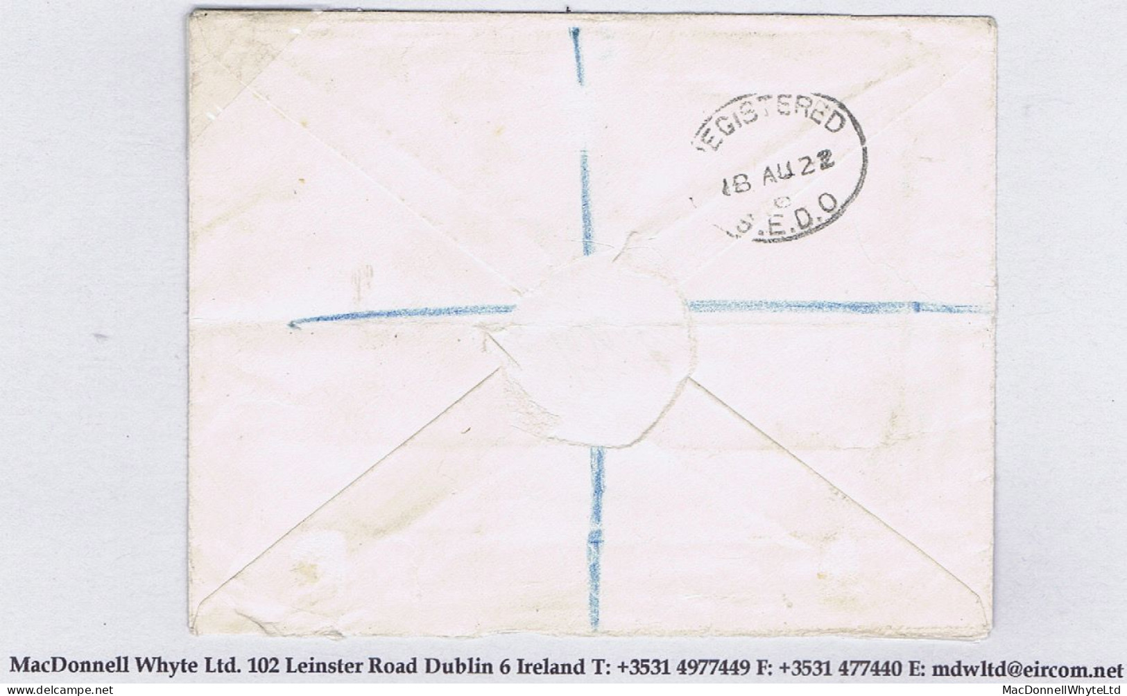 Ireland 1922 Dollard Rialtas 5-line Overprint In Black On 5d Used On Cover To London Tied PARNELL ST DUBLIN 17 AU 22 - Covers & Documents