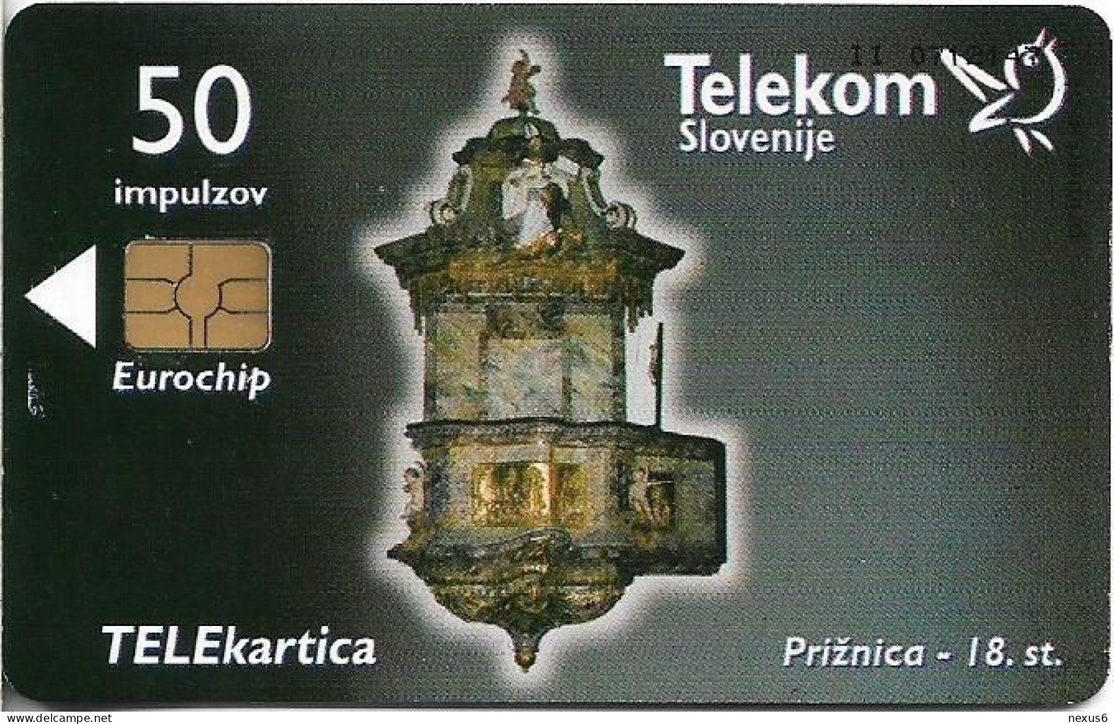 Slovenia - Telekom Slovenije - Churches - Prižnica 18.St., Gem5 Black, 07.1999, 50Units, 9.986ex, Used - Slovénie