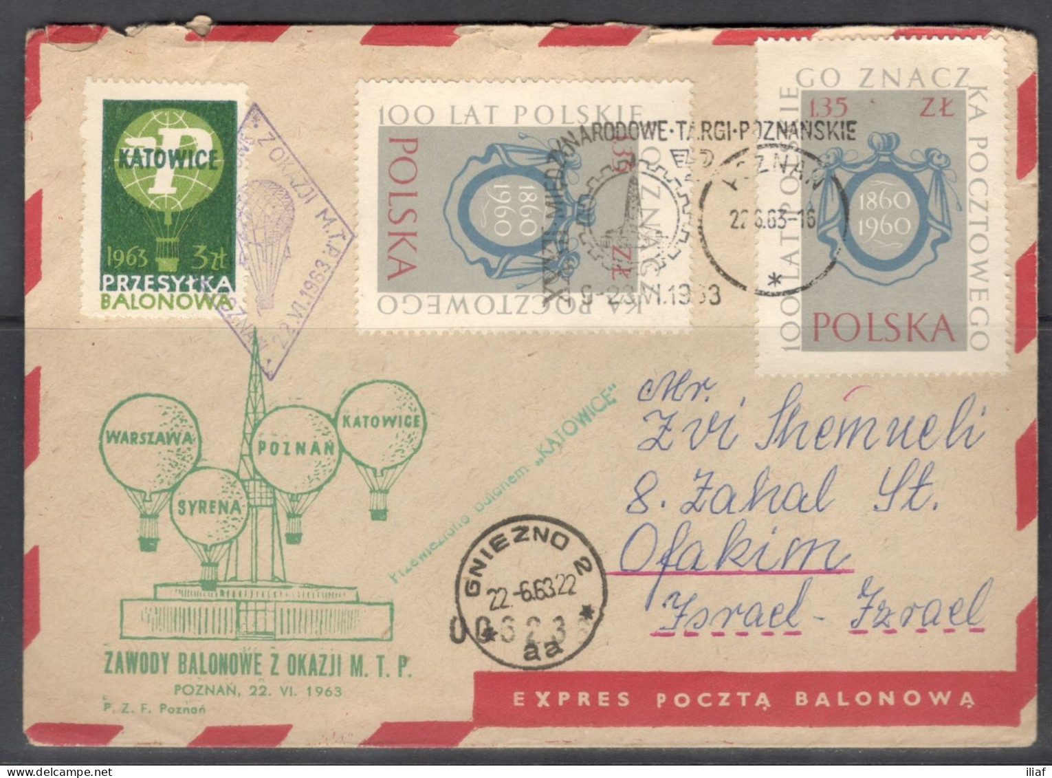 Poland.   Balloon Competition For The M.T.P. Cup. Poznań 1963. The 32nd Poznań International Fair.  Special Cancellation - Briefe U. Dokumente