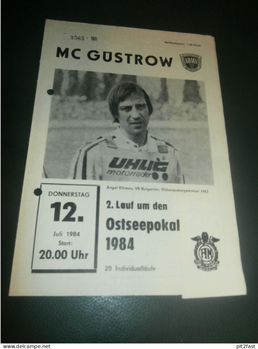 Speedway Güstrow 12.07.1984 , Ostseepokal , Programmheft , Programm , Rennprogramm !!! - Motos