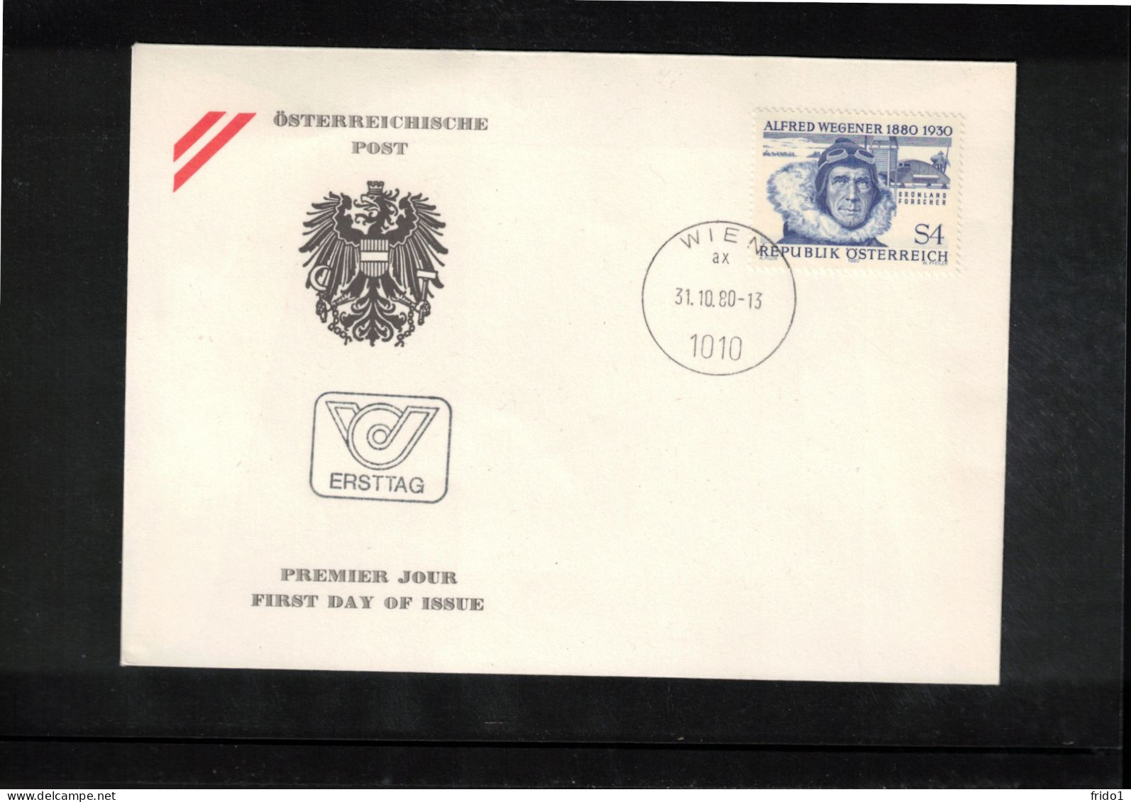 Austria 1980 Antarctica - Alfred Wegener FDC - Polar Explorers & Famous People