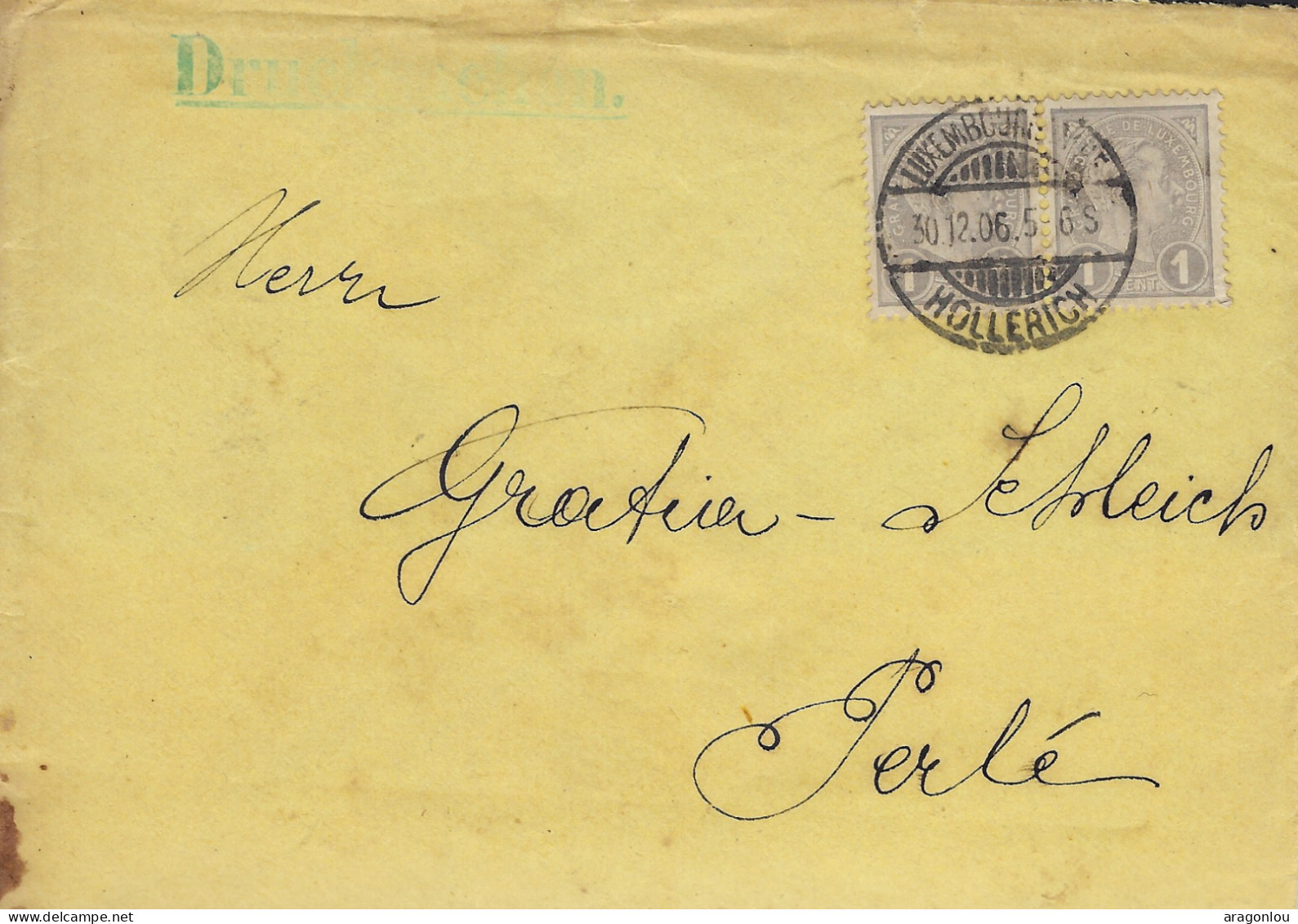 Luxembourg - Luxemburg - Lettre  1906  -  Adressiert An Herrn  GRATIA - SCHLEICH , PERLÉ - Storia Postale