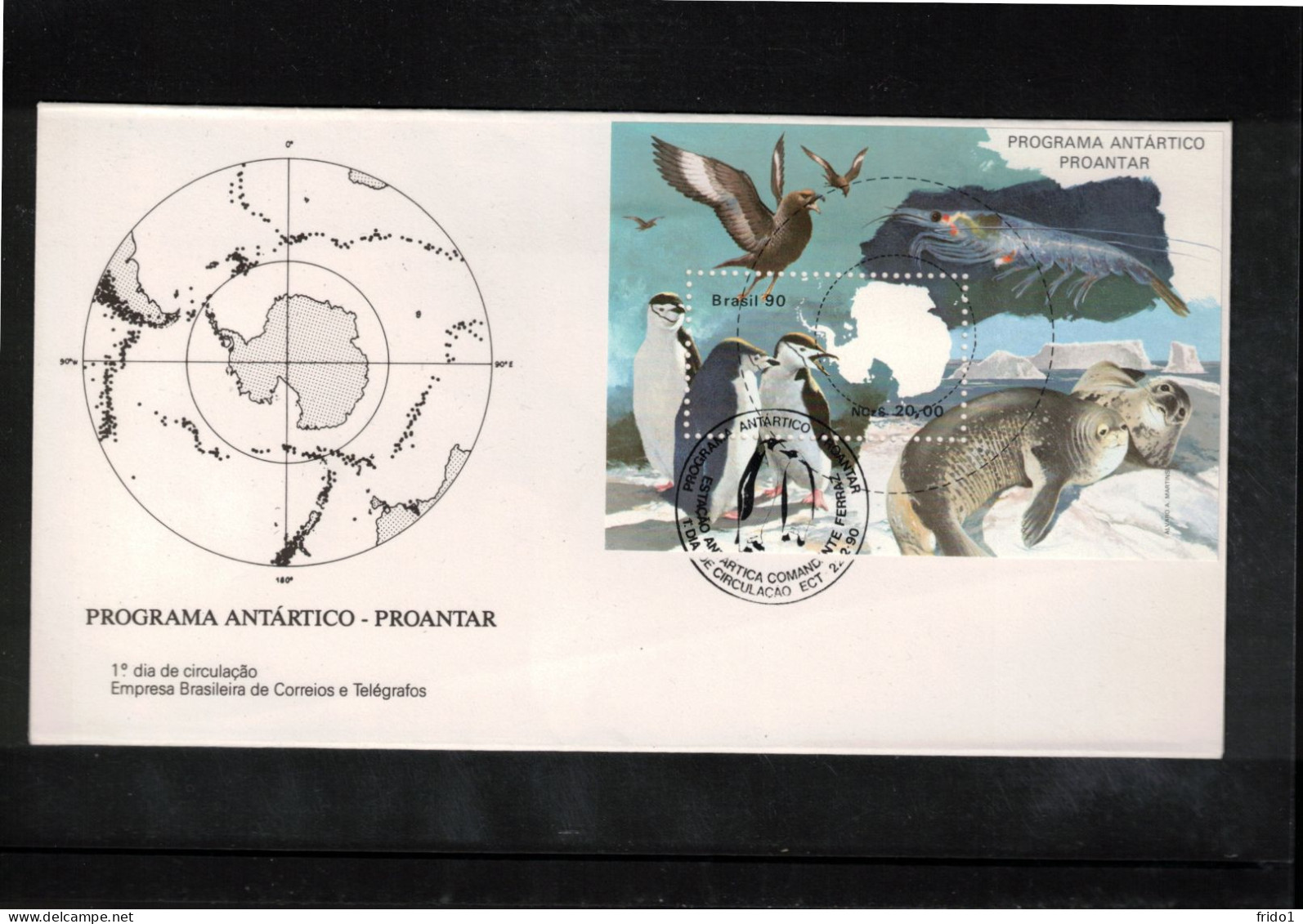 Brasil 1990 Antarctica Wildlife - Brasilian Antarctic Programme Block FDC - Antarctic Wildlife