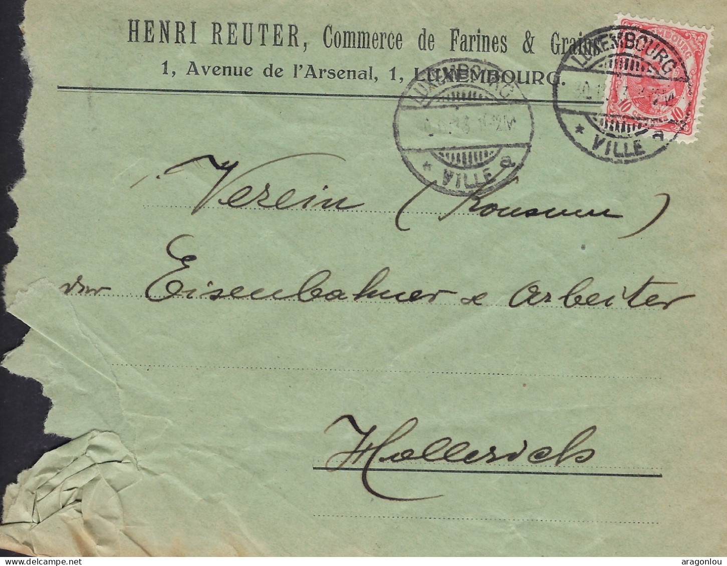 Luxembourg - Luxemburg - Lettre  1906  -  VEREIN KONSUM DER EISENBAHNER & ARBEITER , HOLLERICH - Storia Postale