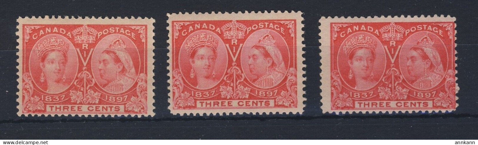 3x Canada Victoria Jubilee Mint Stamps #53-3c MNH GC Fine+ Guide Value= $50.00 - Unused Stamps