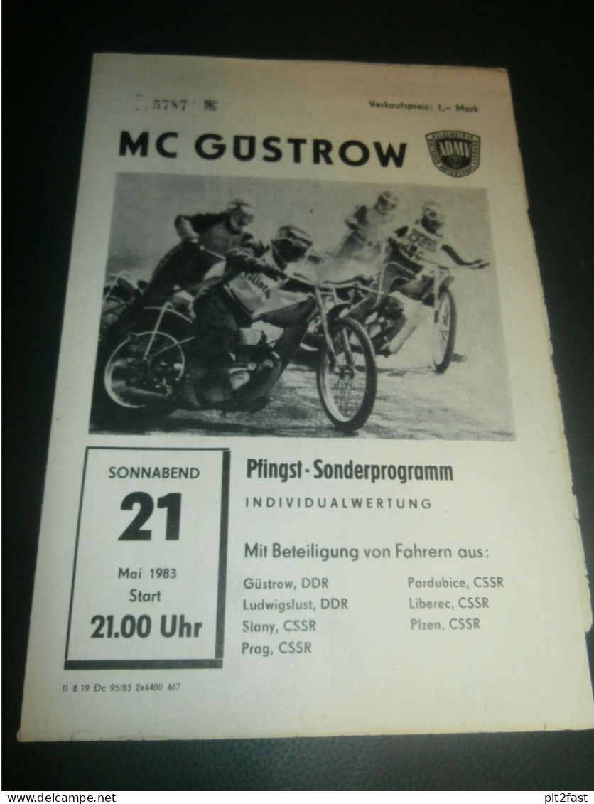 Speedway Güstrow 21.05.1983 , Pfingstrennen , Programmheft , Programm , Rennprogramm !!! - Motor Bikes