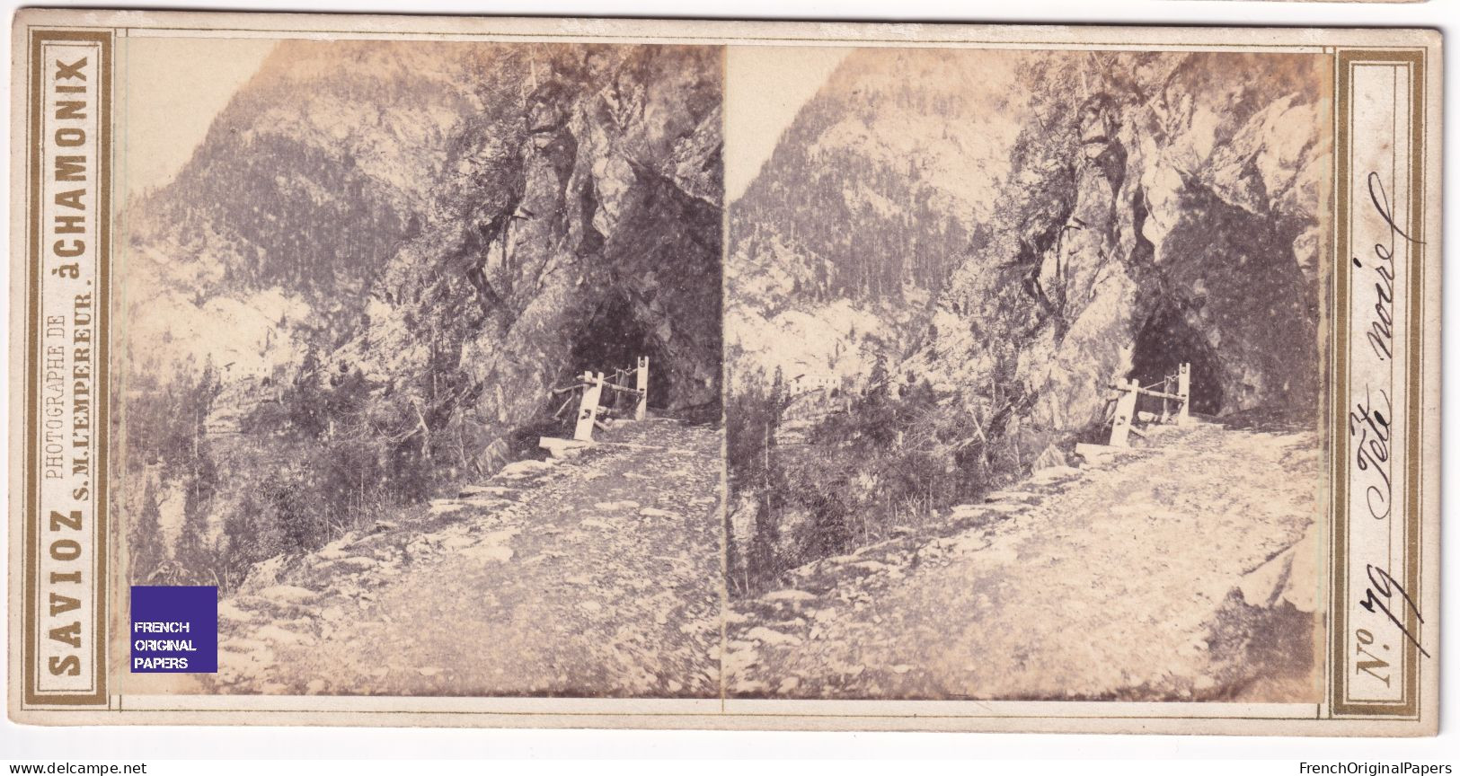 Passage De Tête Noire / Trient Route De Martigny -Photo Stéréo 1860/70 Savioz Chamonix - Alpes Suisse Valais Hôtel C3-3 - Stereoscopic