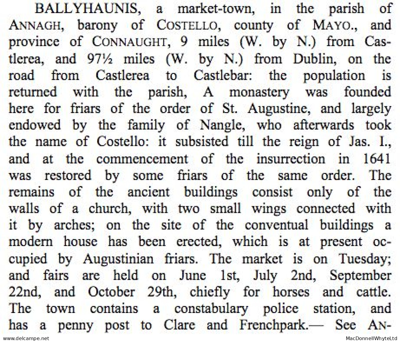 Ireland Official Free Mayo Roscommon 1836 Letter To EIC London BYHAUNIS/98 Mileage And FRENCHPARK PENNY POST - Vorphilatelie