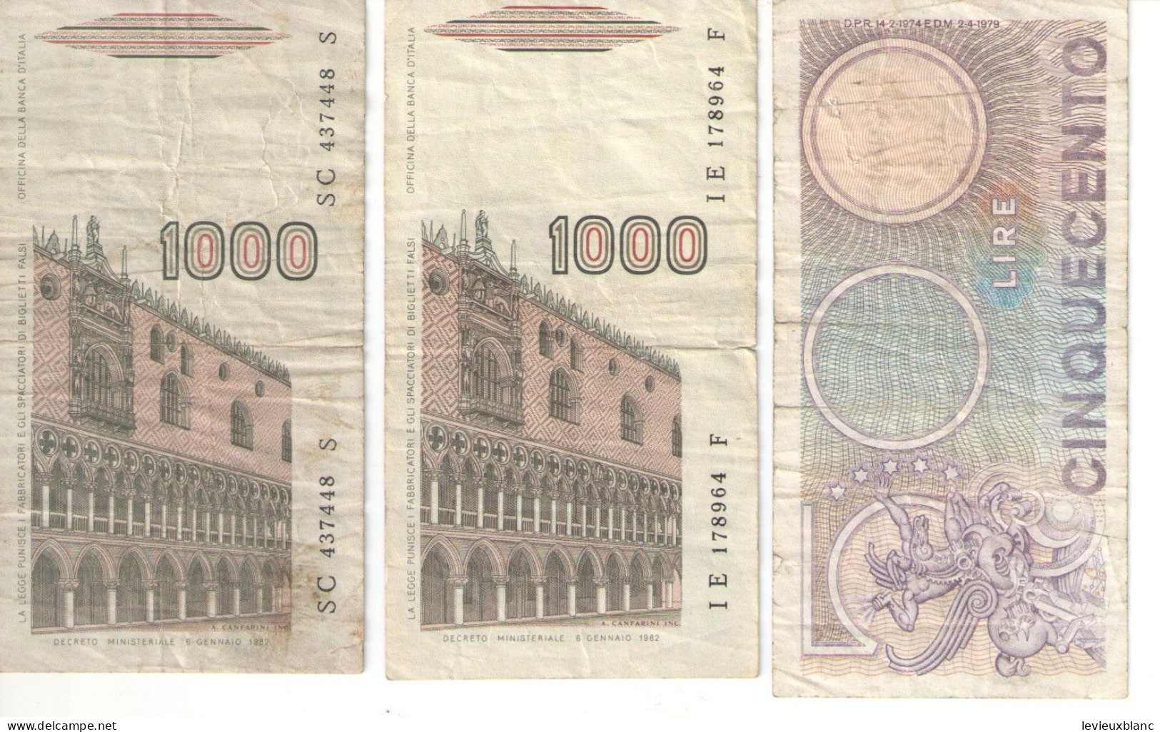 3 Billets  Anciens/ITALIE/500 Et 1000 Lires /Banca D'Italia Et Republica Italiana/Vers 1979 Et 1982   BILL280 - 1.000 Lire