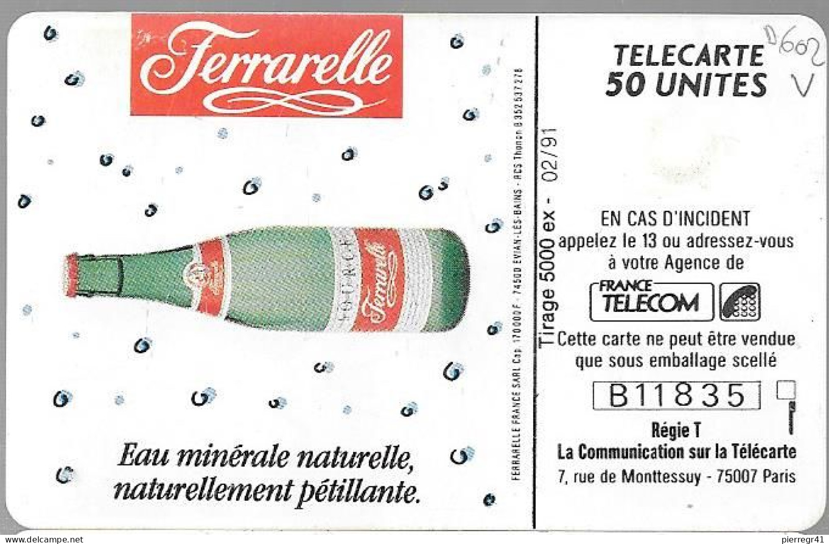 CARTE-PRIVEE-50U-GemA-D602-FERRARELLE-R° Glacé-N°11835--5000Ex-Utilisé-TBE-/ - Privées