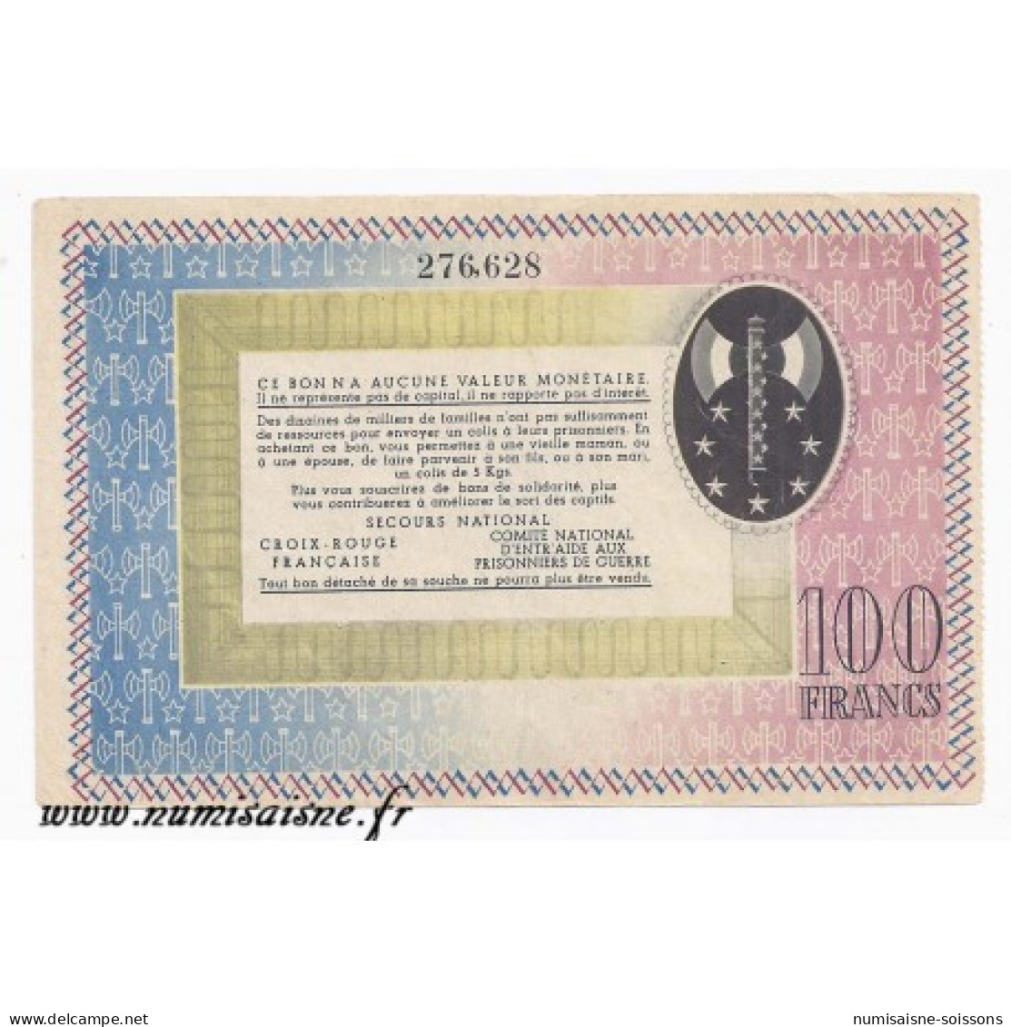 BON DE SOLIDARITÉ - 100 FRANCS 1941 - 1942 - TYPE PÉTAIN - SUP - Ohne Zuordnung