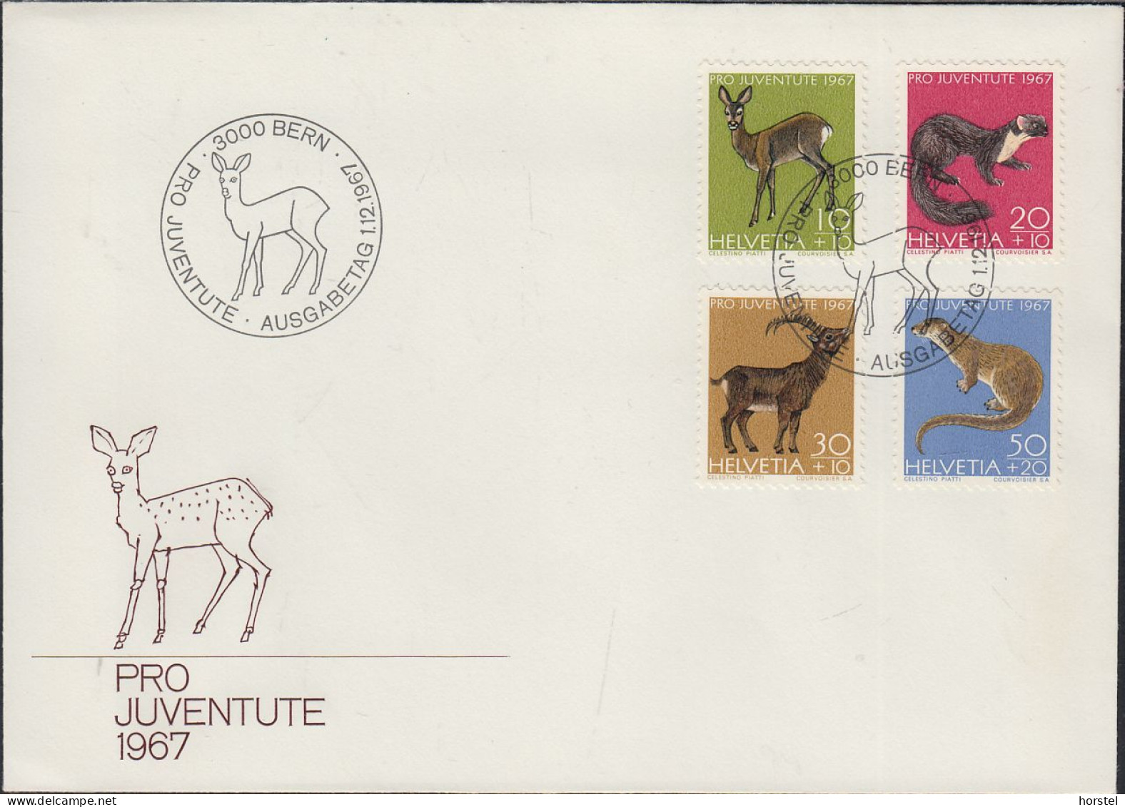 Schweiz - Pro Juventute 1967 - Tiere - Storia Postale